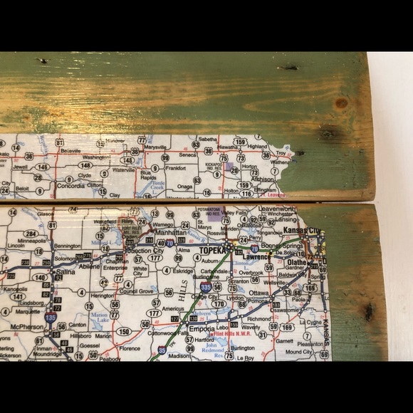 CLEARANCE Kansas Map Decoupage Eco Recycled Wall Art - Picture 5 of 7